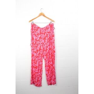 Shade & Shore Wide Leg Pants Women Extra Large Pink Red Floral Tropical Beach